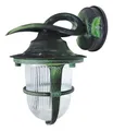 Produktbild: Licht-Erlebnisse Wandleuchte außen Glas Echt-Messing 24 cm hoch IP64 Grün Antik E27 Maritim Wandlampe Balkon Haustür Außenlampe Wand Terrasse