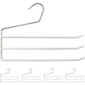 Produktbild: Relaxdays Hosenbügel mehrfach, 5er Set Mehrfachbügel, Metall, 3 Hosenstangen, offen, rutschfest, Hosen & Röcke, weiß