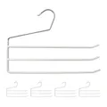 Produktbild: Relaxdays Hosenbügel mehrfach, 5er Set Mehrfachbügel, Metall, 3 Hosenstangen, offen, rutschfest, Hosen & Röcke, weiß