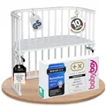 Produktbild: babybay Original Beistellbett aus massivem Buchenholz / kompakt & verwandelbar / Kinderbett Höhe stufenlos verstellbar & umweltfreundlich / mitwachsendes Babybett (weiß lackiert)