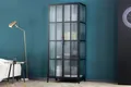 Produktbild: riess-ambiente Vitrine DURA STEEL 180cm schwarz - Metall, Riffelglas, 4 Fächer (Einzelartikel, 1-St) Industrial Design & Glastüren – ideal für Geschirr & Deko im Esszimmer