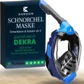 Produktbild: Khroom Schnorchelmaske für Erwachsene & Kinder von DEKRA geprüfte CO2 Sicherheit | Vollmaske Seaview X - Tauchmaske | Schnorchelausrüstung / Schnorchelset Alternative (L-XL, Blau)