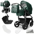 Produktbild: Bergsteiger Capri Kombikinderwagen 3-in-1 – Babywanne, Sportsitz & i-Size Babyschale, Luftreifen, Federung, höhenverstellbarer Griff, faltbar, Zubehör