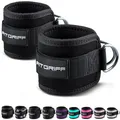Produktbild: FITGRIFF® Fußschlaufen V1 (gepolstert) - für Fitness Training am Kabelzug - (2 Stück) Ankle Straps für Frauen und Männer (Schwarz)