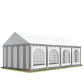 Produktbild: 4x8 m PVC Partyzelt Gartenzelt Pavillon Festzelt Bierzelt grau-weiß feuersicher