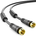Produktbild: deleyCON 1m SAT TV Antennenkabel Koaxial Kabel HDTV 4-fach Schirmung DVB-S DVB-S2 Radio DAB Mantelstromfilter Ferritkern - Schwarz