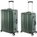 Produktbild: Travelhouse London - 2er Reisekoffer Set M+L - Polycarbonat Hartschale Grün - Grün/Grau/Gold/Schwarz/Weiß/Silber