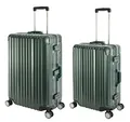 Produktbild: Travelhouse London · 2 teiliges Set · Aluminium Rahmen · Polykarbonat Hartschale · Mittlerer Koffer & großer Koffer Vol. M-67L · L-108L · 2X TSA Schlösser 4X Silent Move Doppelrollen