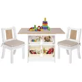 Produktbild: ONVAYA® Kindertisch-Set mit Stühlen | Weiß-Holz | Kindersitzgruppe mit Stauraum | Kindermöbel-Set mit Tisch und 2 Stühlen | Kindertischgruppe aus Holz | Sitzgruppe fürs Kinderzimmer