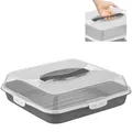 Produktbild: uandu Kuchen Transportbox Quadratisch, Tortentransportbox mit Deckel, Haube und Griff. Kuchenplatte, Aufbewahrungsbox, Kuchenbehälter, Kuchencontainer, Tortenbehälter, Partybutler, Cake box