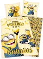 Produktbild: Minions Bettwäsche glatt Powered By Bananas 100 % Baumwolle Zipper 135 x 200 cm