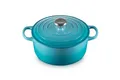 Produktbild: Le Creuset Signature Gusseisen-Bräter mit Deckel, Ø 24 cm, Rund, Für alle Herdarten und Induktion geeignet, Volumen: 4,2 l, 4,305 kg, Karibik, 21177241702430
