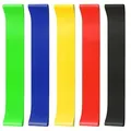 Produktbild: Fitnessbänder 5er Set – Widerstandsbänder in 5 Stärken für Muskelaufbau, Yoga, Pilates, Reha, Home Workout, elastisch & hautfreundlich