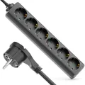 Produktbild: 6 Fach Steckdosenleiste Flachstecker Mehrfachsteckdose Stromleiste 1,4m Kabel