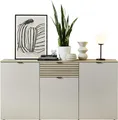 Produktbild: Sideboard INA Kaschmir Leistenoptik mit Softclose, Selbsteinzug und schwarzen Metallgriffen