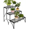 Produktbild: Tectake Blumentreppe Michelle Mit 3 Stufen Geschwungene Verzierungen  60 x 60 x 60 cm Schwarz