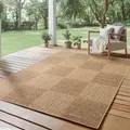 Produktbild: SIMPEX Indoor Outdoor Teppich Wetterfest Sisal, Boho Modern Design, Küche, Terrasse, Garten und Balkon, Größe: 140 x 200 cm, Farbe: Beige-4