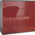 Produktbild: Vladon Kommode Pavos V3 hängend, Sideboard mit 4 Schubladen Anthrazit matt/Bordeaux Hochglanz (76 x 94 x 35 cm)