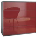 Produktbild: Vladon Kommode Pavos V3 (Sideboard hängend, mit 4 Schubladen), Anthrazit matt/Bordeaux Hochglanz (76 x 76 x 35 cm)