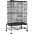 Produktbild: Pawhut Vogelkäfig Groß Vogelvoliere Mit Sitzstangen, Rollen, Bodenwanne, Metall Vogelhaus Mit 2 Türen, Vogelspielzeug, Vogelbauer Wellensittichkäfig Käfig Für Vögel, 97 X 58 X 160 Cm