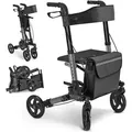 Produktbild: Juskys Rollator Vital faltbar, leicht, höhenverstellbar - Sitz, Tasche - Schwarz - Schwarz