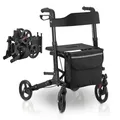 Produktbild: Rollator Gehhilfe Laufhilfe Gehwagen Aluminium faltbar Sitzfläche Tasche B-WARE