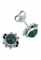 Produktbild: Ohrstecker 925 Silber Malachit grüner gestreifter Stein Edelstein Ohrringe echt Silber Damen Sterling Silber Stecker Geschenk(MOS-086-10)