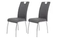 Produktbild: 2er Set Stuhl Andrea - Kunstleder Grau - Bügelgriff und Metallgestell verchromt - 140kg Belastbarkeit