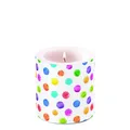 Produktbild: Ambiente Kerze Stumpenkerze Wachswindlicht 9 cm  bunt Tupfen / polka dots /Party