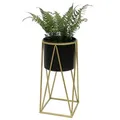 Produktbild: DanDiBo Blumenhocker mit Topf Metall Gold Schwarz S 47 cm Blumenständer 96046 Blumensäule Modern Pflanzenständer Pflanzenhocker