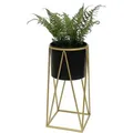 Produktbild: Blumenhocker mit Topf Metall Gold Schwarz s 47 cm Blumenständer 96046 Blumensäule Modern Pflanzenständer Pflanzenhocker - Dandibo