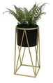 Produktbild: DanDiBo Blumenhocker mit Topf Metall Gold Schwarz S 47 cm Blumenständer 96046 Blumensäule Modern Pflanzenständer Pflanzenhocker