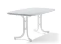 Produktbild: Sieger 153/W Boulevard-Klapptisch mit mecalit-Pro-Platte 150 x 90 cm, Stahlrohrgestell weiß, Tischplatte Marmordekor weiß
