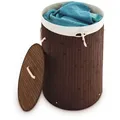 Produktbild: Relaxdays Wäschekorb rund, braun, mit Deckel, aus Bambus, faltbar, Ø 41 x 65 cm, 70 Liter