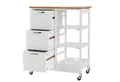 Produktbild: KOMFOTTEU Küchenwagen Servierwagen, mit 3 Schubladen & 3 Ablagen, 67 x 37 x 83,5, weiß