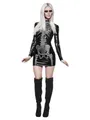 Produktbild: Smiffys Kostüm Knochenskelett Lackkleid, Hautenges Stretchkleid mit dreidimensionalem Skelettaufdruck