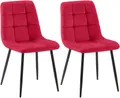 Produktbild: CLP 2er Set Esszimmerstuhl Tilde, Küchenstühle gepolstert mit gestepptem Bezug, Polsterstühle mit Metallgestell, bis 150 kg belastbar, Farbe:rot, Material:Samt