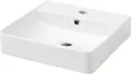 Produktbild: FACKELMANN Waschbecken Vaida / Waschtisch aus Keramik / Maße: ca. 40,5 x 10 x 40,5 cm / eckiges Aufsatzwaschbecken / hochwertiges Becken fürs Bad und WC / Farbe: Weiß / Breite 40 cm