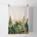 Produktbild: Ambiente Geschirrtuch Küchentuch Trockentuch 50x70cm 100% Baumwolle Wald Bäume aquarell Optik Evergreen Trees Landhaus