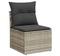 Produktbild: vidaXL Loungesofa Gartensessel ohne Armlehnen mit Kissen Hellgrau Poly Rattan, 1 Teile