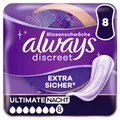 Produktbild: Always Discreet Inkontinenzeinlagen Für Frauen Ultimate Nacht 8 Stück Extra Sicher & Diskret