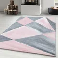 Produktbild: Carpetsale24 Designer Teppich Modern Abstrakt Gemustert – Pink und Grau – Wohnzimmerteppich für modernen Stil und Komfort, Größe 160x230 cm – Pflegeleicht, Weicher Flor, Ideal für Wohnzimmer