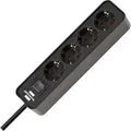 Produktbild: Brennenstuhl Steckdosenleiste Ecolor, 1,5m Kabel, 4-fach in schwarz mit Schalter