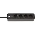 Produktbild: Brennenstuhl Ecolor Steckdosenleiste 4-fach [Polierte Oberfläche, 1.5m Kabel, schwarz]
