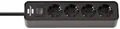Produktbild: Brennenstuhl Ecolor Steckdosen Verteiler Strom Leiste 4-fach schwarz Schaltbar