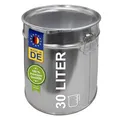 Produktbild: 30 Liter Blecheimer Hobbock Fass mit Deckel und Spannring | Stabile Seitliche Metallgriffe | Luft und Flüssigkeitsdicht | Robust und Stapelbar | Gefahrgut Tauglich