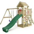 Produktbild: Wickey Spielturm Klettergerüst MultiFlyer Holzdach mit Schaukel & Rutsche in grün