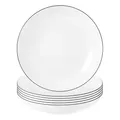 Produktbild: Seltmann Weiden Lido Black Line Suppenteller 6er Set, ø 21 cm, Runder Tiefer Teller mit schwarzem Rand, Porzellan