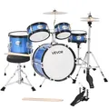 Produktbild: VEVOR Schlagzeug Set, 5-teilig, 35,6 cm Basstrommel, 15,2 cm & 20,3 cm Tomtoms, 25,4 cm Standtom, 25,4 cm Crash-Becken, 20,3 cm Hi-Hat mit Ständer, für Kinder von 6–13 Jahren (blau)