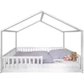 Produktbild: tiSsi Hausbett, Weiß, Holz, Buche, massiv, 140x200 cm, bodentiefer Einstieg, Kinder- & Jugendzimmer, Kindermöbel, Kinderbetten, Hausbetten